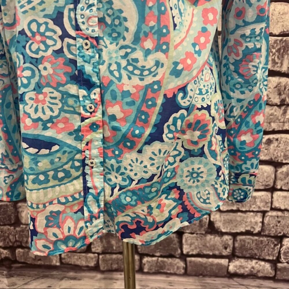 Talbots Multicolored Button Down Long Sleeve Blou… - image 3